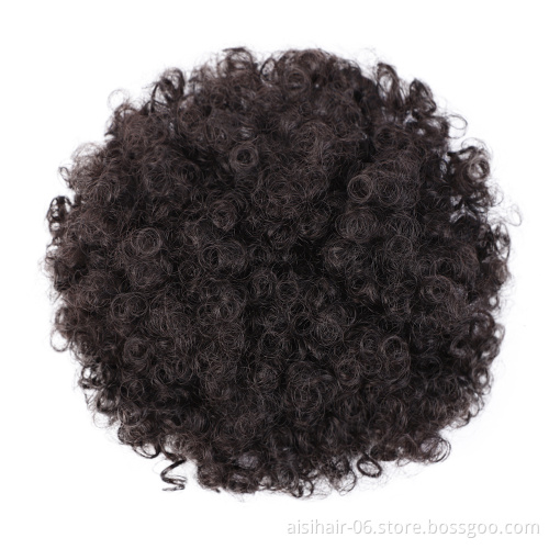 Aisi Hair Multi Color Kinky Curly Puff Hair Bun Ponytail Afro Short Curly Synthetic Chignon Hair Extension For Black White Women